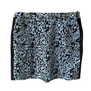 Jamie Sadock Golf Skirt Wine’s Sz 12 Blue Black Animal Print Pockets Side Zip